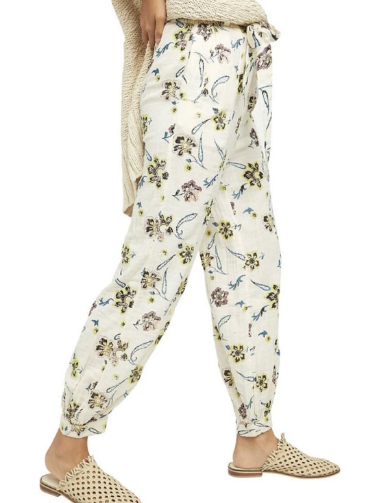 Free People Pants - Free People Cream Floral Drawstring Joggers